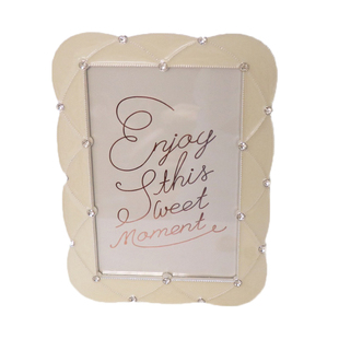 出口日本精致5寸6寸7寸白色蓝色镶钻相框长方形高档简约情侣