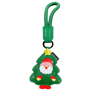 2025年新款皮质圣诞树老爷爷钥匙扣书包挂件圣诞小礼品可爱伴手礼