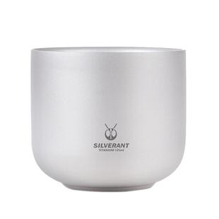 Silverant/银蚁纯钛茶杯双层防烫户外家用轻质便携茶具冰花主人杯
