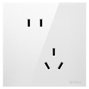 公牛蝶翼超薄G57开关五孔插座16a大师面板家用奶油风墙壁亮面白