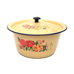 搪瓷盆加深汤锅带盖怀旧经典蛋糕碗拌馅老式平底碗猪油罐洗手碗