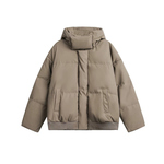 晴雨雪2025新款美式pu皮羽绒服女短款复古加厚连帽情侣面包服外套