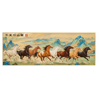 新款马到成功5D钻石画满钻客厅