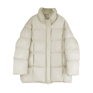 90白鸭绒立领羽绒服女款2025冬季厚款保暖中长款泡芙面包服外套