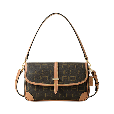 【新年礼物】Fion/菲安妮新款老花腋下小方包女单肩斜挎包法棍包