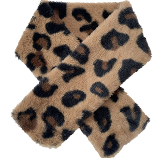 秋冬卡其棕经典豹纹毛绒围巾仿皮草保暖围脖韩系复古百搭柔软披肩