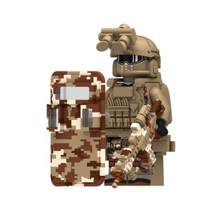 中国积木人仔军事特种兵警察男孩子拼装小人士兵儿童益智玩具拼图
