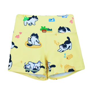 薄款crossfit短裤奶牛猫三分裤女高腰提臀训练速干运动跑步健身裤