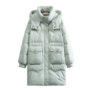 2025年雅鹿正品官方冬季新款女款中长脱卸帽超保暖羽绒服女士显瘦
