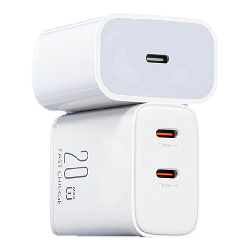 能适双口typec充电头适用苹果15华为充电器usb双c双头iPhone17快充pd20w插头tpyec头16pro手机数据线tc充电线 - 白底图