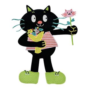 卡通拉布布可爱狗狗黑猫咪刺绣图案布贴缝制衣服卫衣包包修补装饰