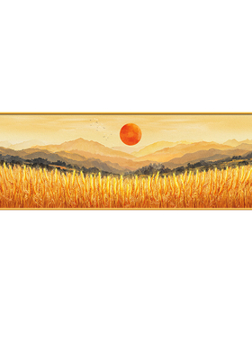 【新品】黄金麦穗横版客厅装饰画
