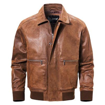 秋冬新款薄棉翻领美式真皮皮衣