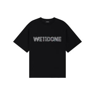 WE11DONE25早秋中性男女同款水晶装饰LOGO休闲宽松短袖T恤