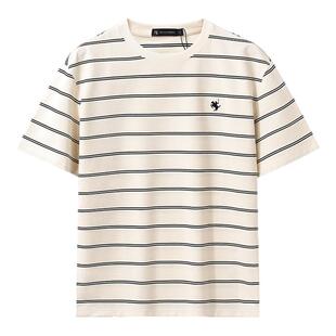 保罗彼得2025夏新款男短袖T恤圆领条纹百搭上衣专柜同款DTEB53110