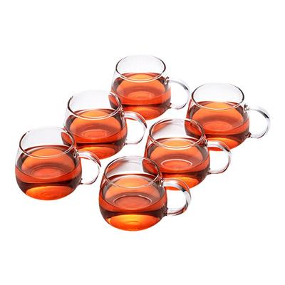 耐高温加厚玻璃小茶杯带把