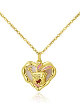 vana海绵宝宝心形项链女纯银小众