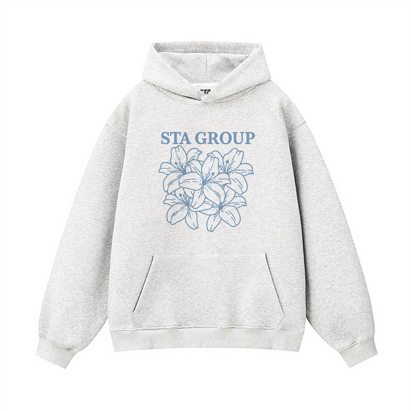 STA旗舰店美式潮牌小众设计连帽卫衣男女秋冬季高街复古灰色外套