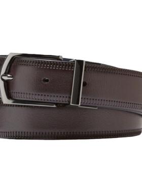 Cole Haan/可汗男腰带边缘压花质感奢华针扣皮质皮带复古F12399