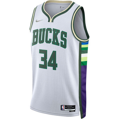 Nike/耐克正品密尔沃基雄鹿DRI-FIT NBA男子球衣DB4035-100