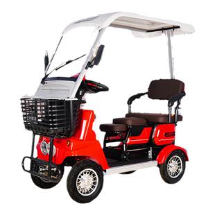 小巴士E30电动四轮车老人代步车老年电瓶车家用接孩子带棚老头乐