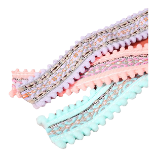 毛球边民族花边彩色宽服装布艺窗帘装饰织带蕾丝辅料手工织布带厚