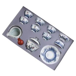 中式功夫双龙戏珠茶具套装陶瓷盖碗简约家用客厅办公室泡茶壶茶杯