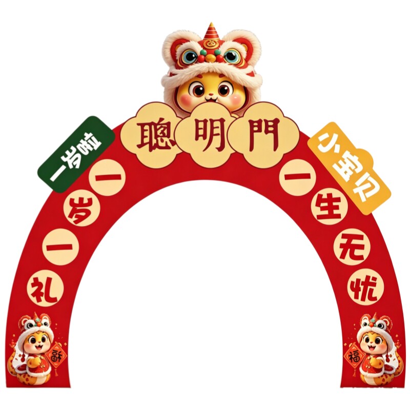 宝宝周岁聪明门抓周KT板布置