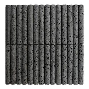 佳纷黑色火山岩洞石凹凸面长条天然石材马赛克咖啡店民宿墙面瓷砖