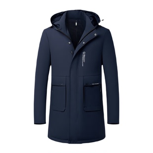 啄木鸟男士长款羽绒棉衣冬季新款休闲加厚保暖中年棉服外套爸爸装