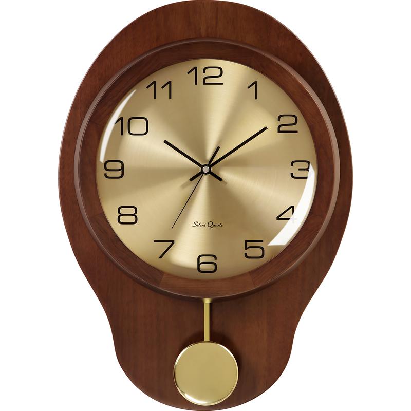 新中式实木挂钟石英钟客厅挂墙时钟家用中国风静音壁挂摆钟表P427