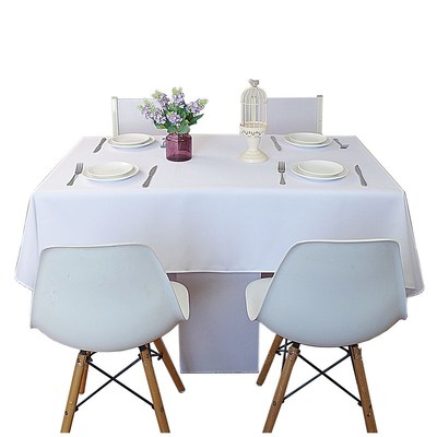 纯白色桌布长方形酒店饭店餐厅圆桌方桌台布甜品台装饰定制尺寸