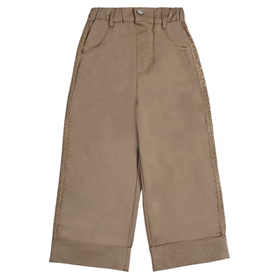 IDS童装梭织蕾丝边阔腿长裤