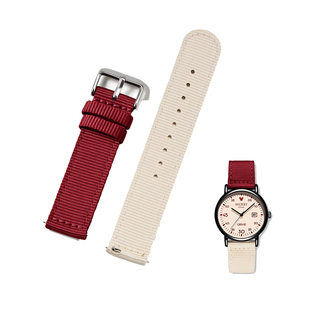 适用迪士尼手表带尼龙编织七喜小子米奇联名款快拆手表带替换20mm