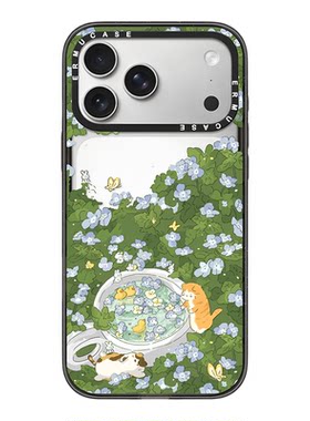 适用于苹果iPhone17ProMax手机壳磁吸防摔TPU透明黑框硬壳猫的秘密花园原创卡通可爱ins风高颜值ERMUCASE