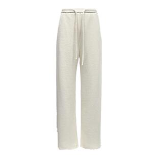 白色阔腿裤女秋冬高腰窄版宽松羊毛镰刀垂感高级感加绒直筒糯米裤