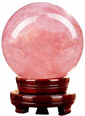 天然粉水晶球摆件招桃催旺良缘单身桃花神器情人节礼物卧室水晶球