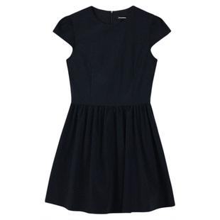 pusumede 南国庄园 黑色赫本风连衣裙女夏季复古气质小飞袖短裙