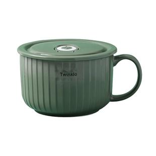 墨色可微波炉加热专用饭盒上班族餐盒便当盒带盖保温器皿陶瓷饭碗