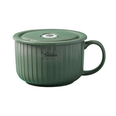 墨色陶瓷圆形微波炉加热专用饭盒