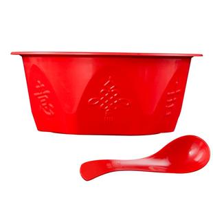 一次性碗筷套装酒席家用环保加厚杯碟勺子结婚喜宴红色塑料餐具碗