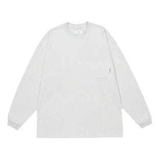 PROPCELL22AW纯色青年Cityboy基础口袋长袖T恤休闲秋季圆领打底衫