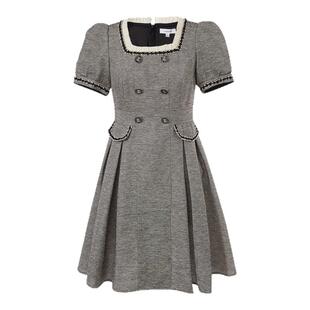 LULUALWAYS【商场同款】秋季新款优雅名媛小香风高腰伞裙连衣裙