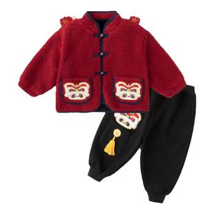 嘟嘟家儿童拜年服新年唐装男童新中式套装宝宝周岁礼服女童演出服