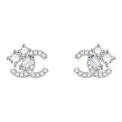 小香风字母耳环女新款轻奢