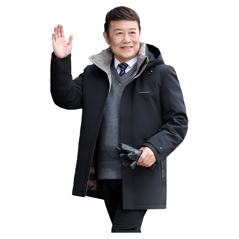雅鹿中老年爸爸装中长款羽绒服