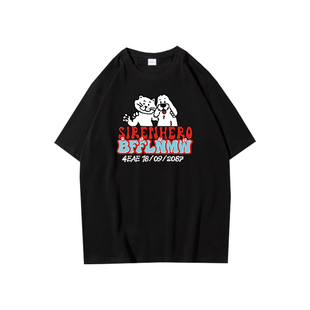 美式复古情侣装短袖t恤男女夏季潮牌oversize重磅纯棉设计感上衣