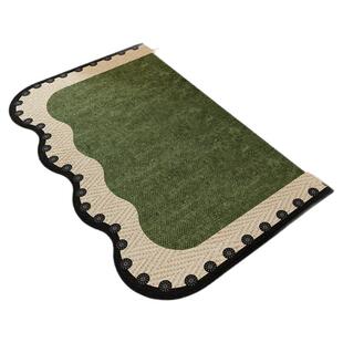 绿色中古风入户门地垫玄关门外脚垫高端圈绒可擦免洗耐磨耐脏脚垫