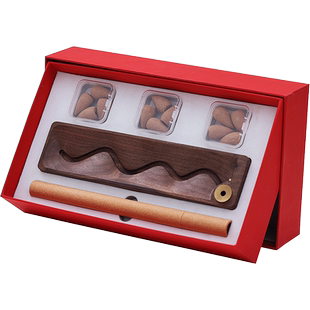 胡桃木檀香线香底座倒流香香炉沉香线香香插香座中式熏香礼盒摆件