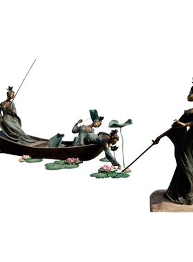 荷花仙子大型景观人物铜雕